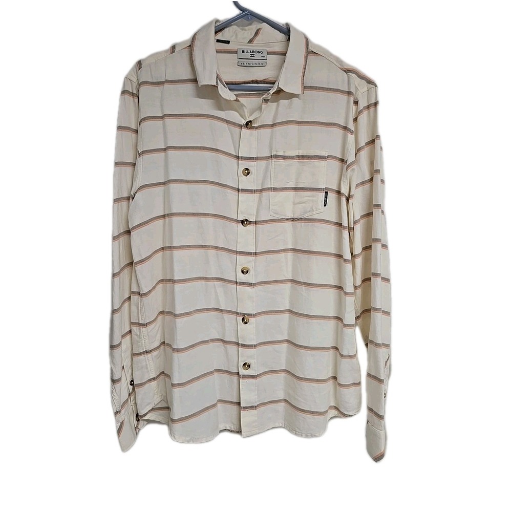 Billabong Core Fit Stretch Button Down Long Sleeve‎ Shirt Striped Cotton Men's M - Picture 2 of 10